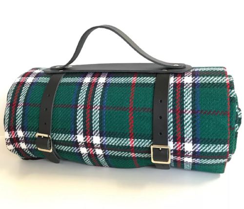 Leather Carrier Straps with Handle - for Picnic / Travel Rugs / Yoga Mats (Black)
